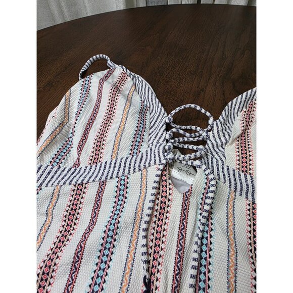 Jessica Simpson Aztec Boho Front Lace-Up One-Piece Swimsuit Size XL - Picture 12 of 16